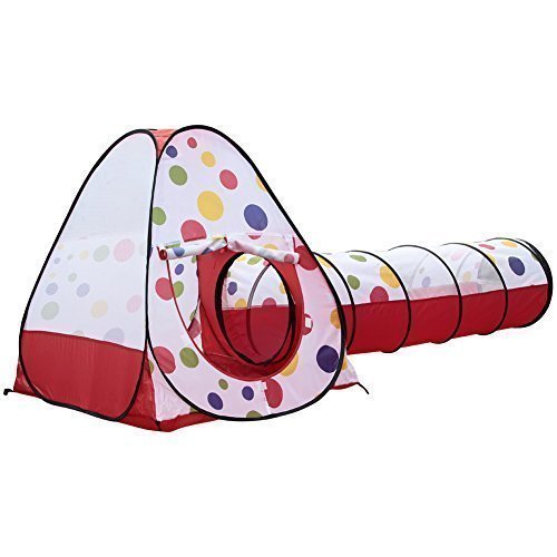 Pellor Polka Dot Design Kids Indoor/Outdoor Tunnel Tents Party Play Toy House Tunnel Tent Toy Hut