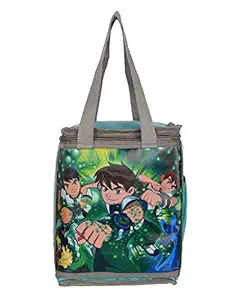 NK Polyester School 3D Photo Ben 10 Lunch Bag/Tiffin Bag for Boys (Green)