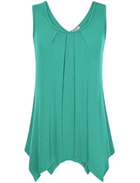 Youtalia Ärmellose lässige Sommer Tanktops mit plissierter Vorderseite und Rundhalsausschnitt, spezieller V-Ausschnitt...