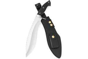 TATLA CRAFT Handmade D2 Steel Kukri Machete Knife - Bushcraft Hunting Camping Knives Fixed Blade Hunting Knifes with Sheath and Micarta Handle - 15″ EDC Cutting Knife - Black Horse