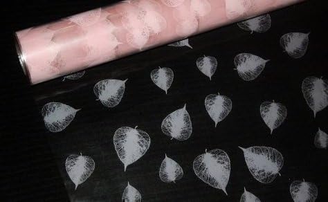BABY PINK LEAF cellophane wrap 5m x 80cm florist gift wrapping hampers