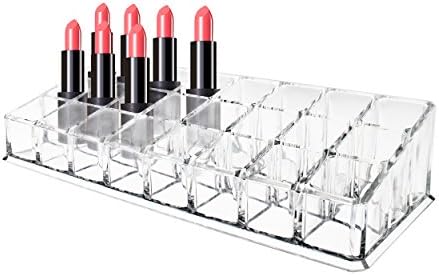 Premium Quality Thicker 24 Lipstick Holder Slots Acrylic Display Storage, Makeup Organizer, Cosmetic Case(B)