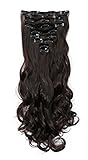 S-noilite- Hot Fashion 17" Curly Clip in Hair Extensions Full Head 8Pcs Hairpiece (Dark Brown)