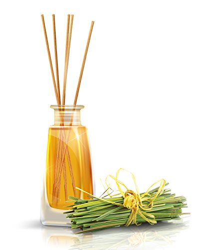 Raumduft Diffuser LEMONGRASS / ZITRONENGRAS 100ml, mit duftstäbchen /stäbchen, mit naturreines ätherisches lemongras Öl, intensiv und langanhaltend natürlicher Raumduft, 0% Alkohol, Raumduft-Set zum Aromatisieren der Innenraumluft fur Raum, Küche, Baden, Zuhause, Büro, Boutique, SPA, Fitnessclub, Restaurant, Aromatherapie, bester Raumlufterfrischer, Glas, von AROMATIKA ! Geschenkidee, Geschenk für Muttertag ! - 3