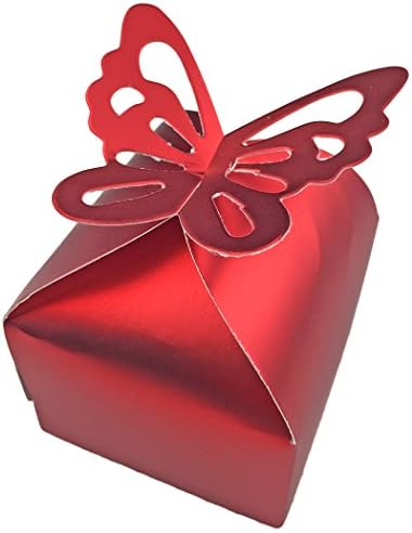 Hxhome Wedding Favour Candy Boxes Gift Boxes With Butterfly 50 pcs(red)