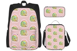 YESHEW Moriah-Elizabeth Backpack Three Piece School Bag With Lunch Box Pencil Set Men And Women Teen Fashion Backpack (A)