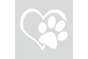 tradercat Adesivo per auto con zampa di cuore, 11 cm x 10 cm, per tutte le superfici, finestre, specchietti laterali, lunotto posteriore, cofano, auto, con istruzioni (bianco)