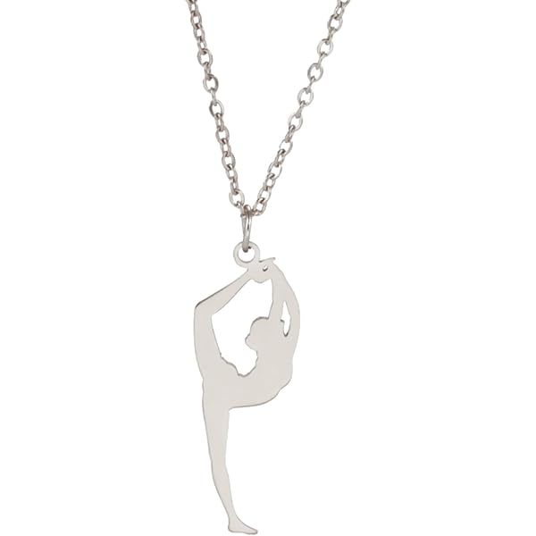 Amaxer Gymnastik-Armband für Damen aus Edelstahl, umklappbares Gymnastik- Team, Ballett, Ballerina, Tanz, Doppelkette, verstellbare Perlen-Fußkettchen-Armbänder, L22cm, Edelstahl