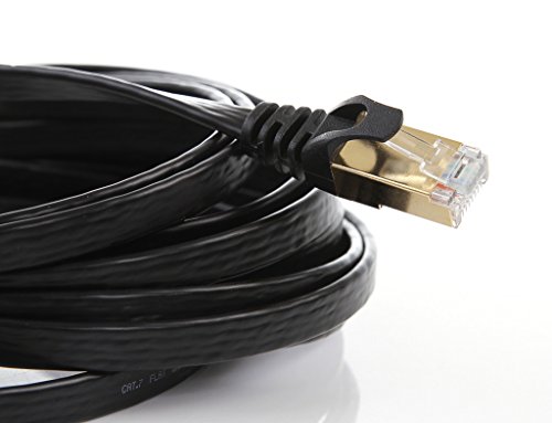 Veetop hochgeschwindigkeit flach SSTP Cat7 10Gigabit netzwerkkabel ethernet lan (Rj45) patchkabel/UTP/kompatible zu Switch/Router/Modem/Patchpannel/Access Point/Patchfelder mit Goldenem Stecker 100% Zufriedenheit Garantie(10m, Schwarz) - 2