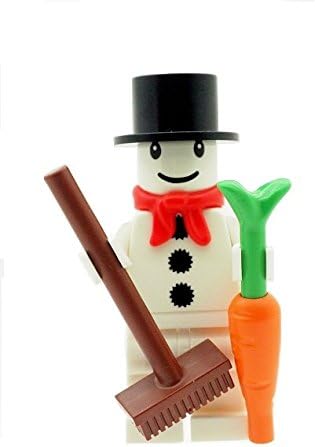Custom Designed Minifigure - Snowman with Broom &amp; Carrot - Printed on LEGO Parts
