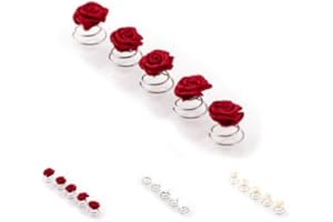 FLEXISTORE 5 Roses Pins - accessoires de cheveux de mariée - spirale Epingle Curlie - Set rouge bordeaux