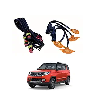 PRIKNIK LED Grille Lights Amber Yellow Grill Led with Fuse Adapter Wiring Harness Kit (4PCS, Amber Shell with Amber Light) Compatible with TUV-300