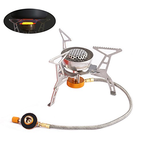 Preisvergleich Produktbild Overmont Mini Tragbar Faltbar Gaskocher Campingkocher Campinggaskocher mit Windschutz Funktion 3200W für Camping Trekking Picknick Wandern