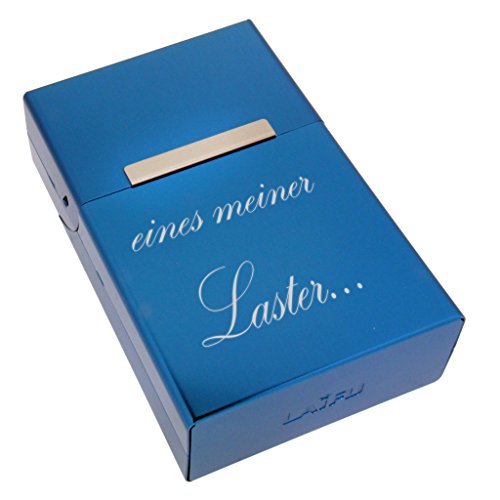 Preisvergleich Produktbild International Connection Zigarettenetui aus Aluminium blau mit Ihrer persönlichen Gravur Personalisiertes Geschenk