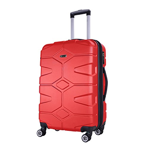 SHAIK® Serie RAZZER Maletas De Viaje TSA CASTILLO 50/80/120 Capacidad De Litros Cubierta Dura Y Flexible Equipaje De Mano Con Ruedas 360? De Rotación (Rojo, M | El equipaje de mano)