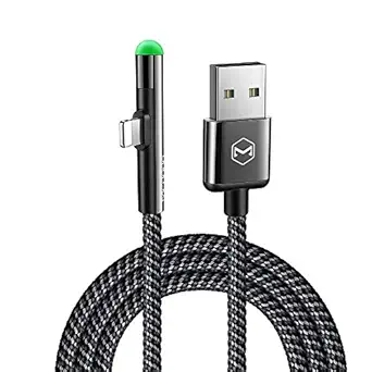 HIVAGI 90 Degree Elbow Design Gaming Cable for iPhone X XS MAX XR 8 7 6 5 6s S Plus USB Data Cable 1.5m (4.9ft)