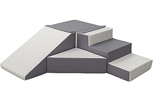 Velinda Soft play, slide, stairs,EPS styrofaom+PE foam, indoor, outdoor, set, kids, baby (colour: white,grey)