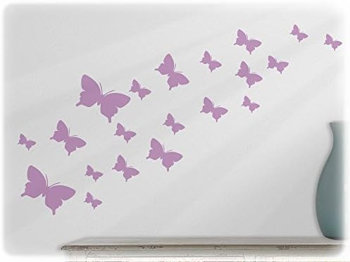 wallfactory - wall decal - 20 beautiful Butterflies (Set2) in lilac