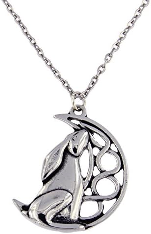 Moon gazing hare pendant on 18" trace chain