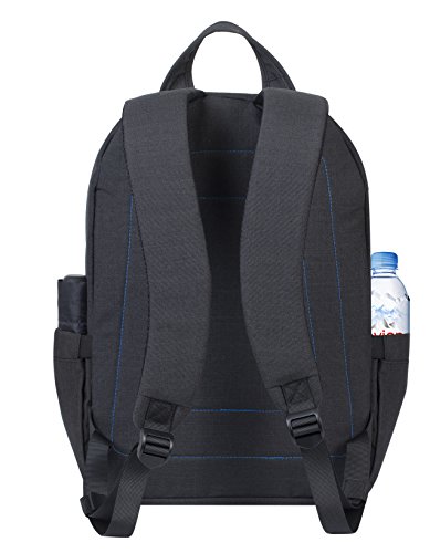 RIVACASE Notebook Rucksack bis 15.6“ – Stilvolle Tasche aus wasserabweisenden Material und extra verstärkten Seiten – Schwarz - 5