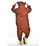Free Fisher Damen/ Herren Schlafanzug Pyjama, Tier Kostüm, Affe Braun, Gr. M (Körpergröße 160-169 CM) -
