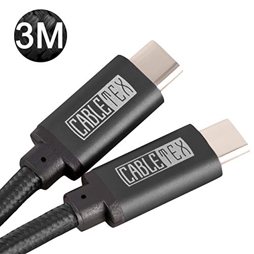 USB C Cable to Type C USB 3.1 I 3 Metros de Largo I Cable de Carga datar I USB 3.0 Computer & Smartphones I Oculus Quest Link, MacBook Pro, Galaxy, S9+, S10+, Huawei P20 Pro, OnePlus 3 - Negro