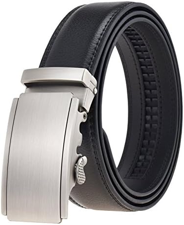 QISHI YUHUA Mens Casual Business Leather Belts Black Ratchet Belts(321,110)