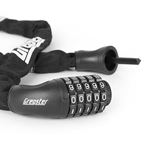 Gregster Fahrradschloss mit Zahlencode, Zahlenkettenschloss mit 5 stelliger Zahlenkombination, stabiles Kettenschloss fürs Fahrrad, schwarz - 4