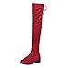 Produktbild Junjie Damen Winter Wildleder Leopardenmuster Rund Leoparden Platz Ferse Kurz Plüsch Stiefeletten Hohe Stiefel Retro Overknee Schuhe Martin Stiefel Braun, Rot