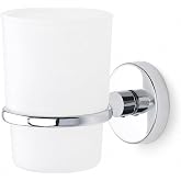 Alper Banyo İris Krom Kaplama Diş Fır&ccedil;alık, Bardaklı Diş Fır&ccedil;ası Tutucu, Yapışkanlı ve Vidalı Montajlı, 35 mm Oval Bantlı