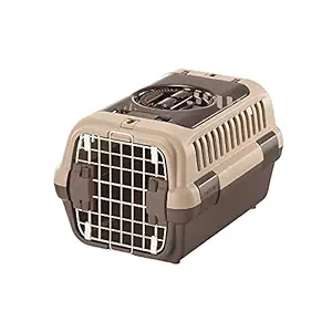 Richell Double Door Pet Carrier Small, Travel Carrier for Small Dog and cat, Soft Tan/Brown, Model Number: 80019