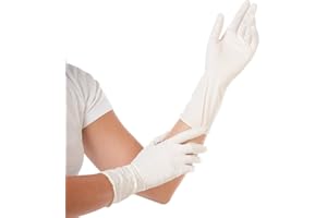 FRANZ MENSCH Hygonorm Safe Long Light Nitrile Gloves, Powder-Free, Pack of 100, White, 7/S, L: 30 cm, Disposable Gloves, Tear-Resistant Nitrile Gloves, Latex-Free Rubber Gloves, Disposable Gloves