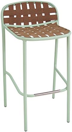Emu Yard Outdoor Bar Stool beige/mint/seating elastic belts beige/WxHxD 50,5x95x50,5cm/mint green aluminium frame