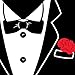 Dirty Fingers, A Tuxedo with Carnation in pocket, Boy Girl Unisex Feeding Bib, Black