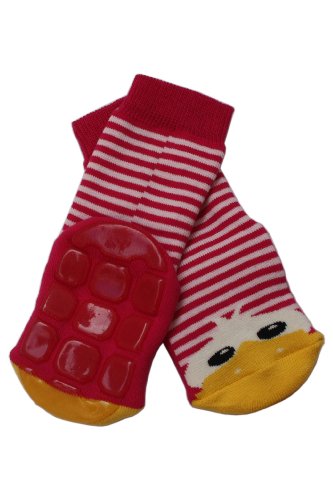 Weri Spezials High ABS Terry Socks. Design:Cheerful Duckling, Red, Size: 12-24 Months (19-22)