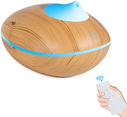 200ml Aroma Diffuser with Remote Control, Ultrasonic Aromatherapy Essential Oil Diffusers Cool Mist Humidifiers, Air Purifier, Night Light, Color LED Lights and Time Setting, Topgio (Wood Grain.1-Light)