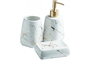YYW Set da bagno in ceramica, 3/4/5 pezzi moderni di lusso, set di accessori da bagno in ceramica, set da bagno in ceramica, accessori per casa, appartamento, dormitorio