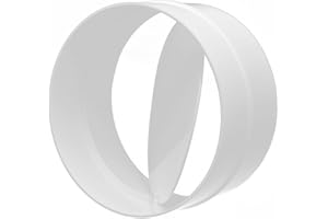 H&C VENT Valve Backflow 125 mm per tubo di ventilazione, connettore HVAC Circular Connecting Piece con One Way Flow- Self Acting Flap Blade Plastic Airflow Regulation per sistema ventilazione Inline