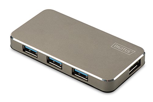 DIGITUS Design USB 3.0 Hub, 4-Port, Inkl. 5V/2A Netzteil, Aluminium, grau-metallic