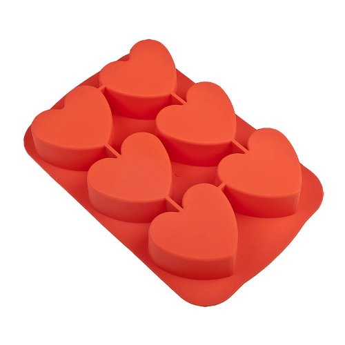 baekka Muffin-Backform Herz orange 6er Form, Silikon-Backform