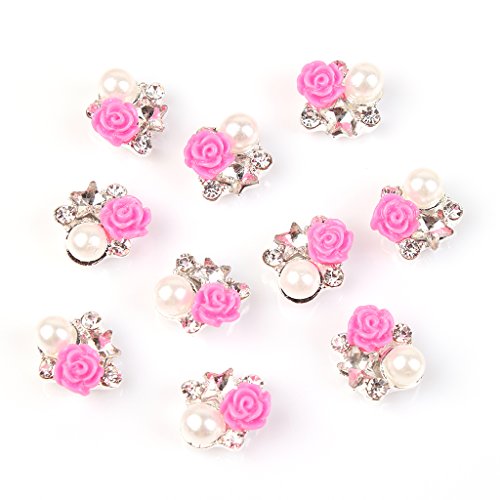 Nail Art Tip Decoration Rose Faux Pearl Charms Pack of 10