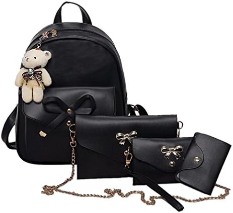 LILICAT Women Bag, Women Four Sets Backpack Handbag Shoulder Bags Four Pieces Tote Bag Crossbody Mother package (26*11*31cm, Black)
