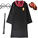 Produktbild IWFREE Kostüm Umhang für Harry Potter Gryffindor Hufflepuff Ravenclaw Slytherin Set Kinder Erwachsene Cosplay Outfit Set Zauberstab Krawatte Schal Brille Karneval Verkleidung Fasching Halloween