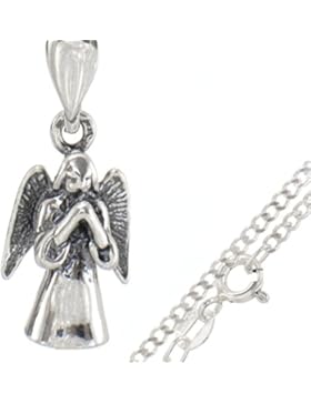 Schutzengel Silber Ketten-Anhänger mit Panzerkette 45 cm aus 925er Silber#st451