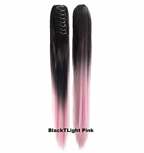 FESHFEN 22" 170g Hair Piece Pony Tail Ponytail Hair Extensions Hairpiece Long Straight/Voluminous Curled Wavy Clip In/On Claw Ponytail Two Tone Black to Light Pink