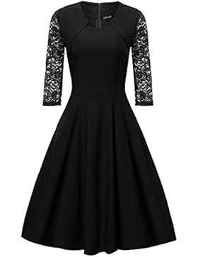 Gigileer Damen Kleider 3/4 Arm mit Spitzen Knielang Abendkleid Minikleid festlich Cocktail Party