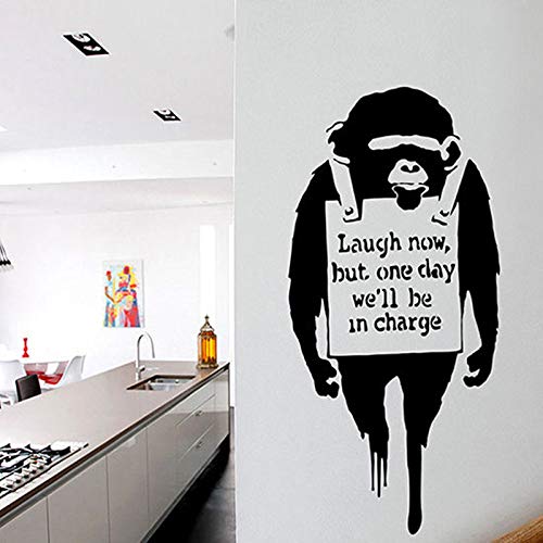 Preisvergleich Produktbild Modeganqingg Vinyl Street Art Graffiti Schlafzimmer Küche AFFE Wandaufkleber Schwarz 120x58cm
