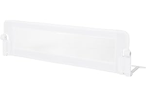 COSTWAY Sponda Letto per Bambini 105/120/150 cm, Barriera di Sicurezza per Neonati, Barriera Letto Pieghevole e Portatile, con Cinghia di Sicurezza (Bianco, 152 x 34 x 42 cm)
