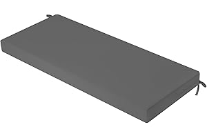 PRIMEPATIO Outdoor Garden Bench Cushion, Patio Garden Furniture 2 Seater Waterproof Long Chair Cushion, Porch Swing with Ties, Window Seat Sofa Replacement Pad, Dark Grey