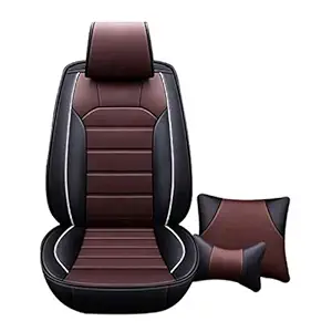 Hi Art Leatherette Custom Fit Front and Rear Car Seat Covers Compatible with Hyundai Aura, [Black and Brown]